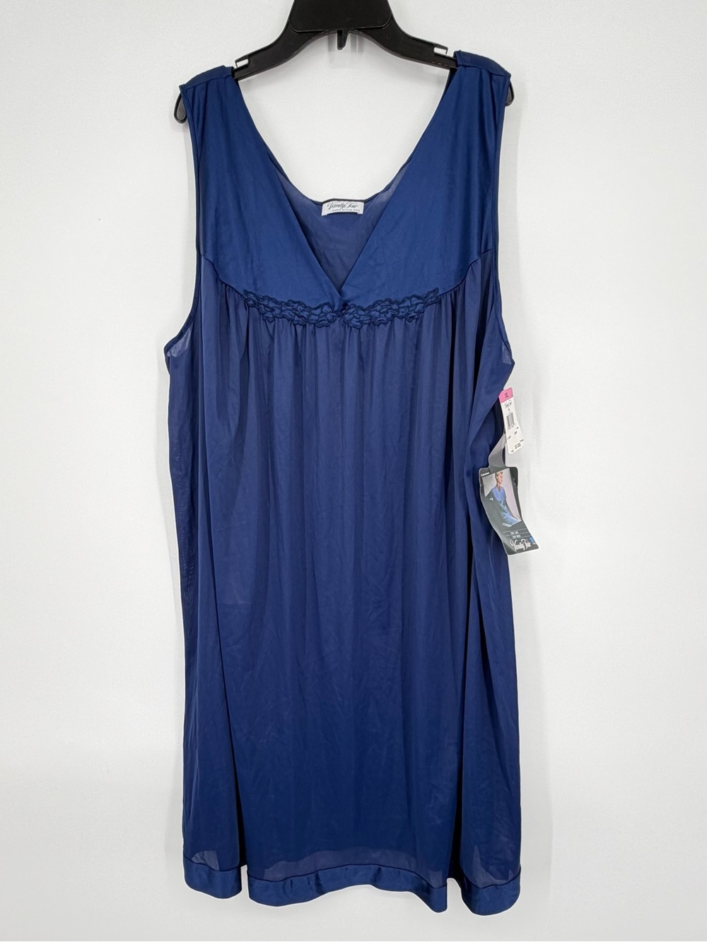 Vtg NWT Vanity Fair Nightgown 3XL Navy Nylon Coloratura 30807.